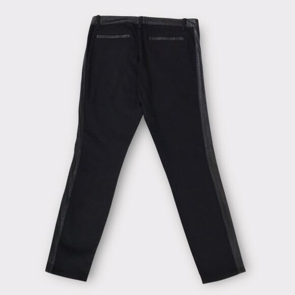 Tory Burch Black Denim & Leather Panels Skinny Jeans Dressy - Picture 5 of 10